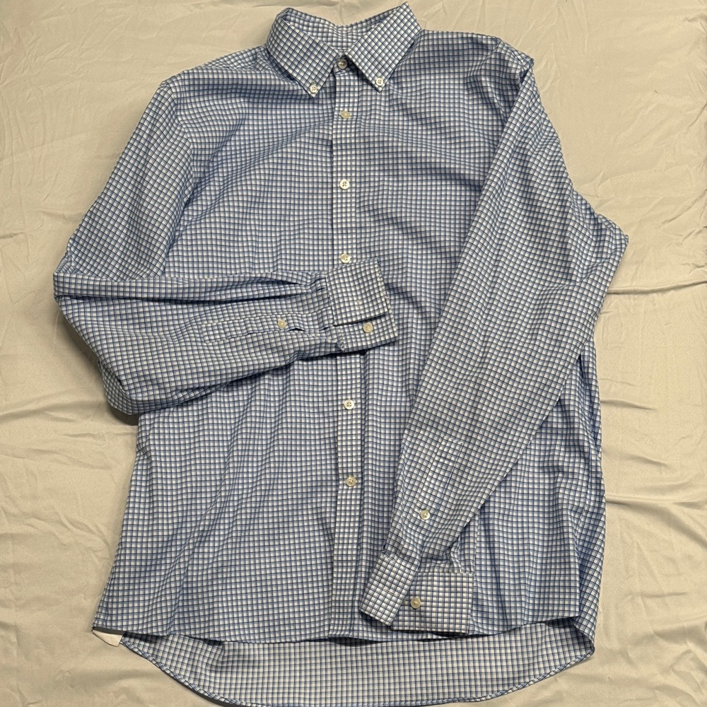 Michael Kors Men's Blue and White Plaid Shirt